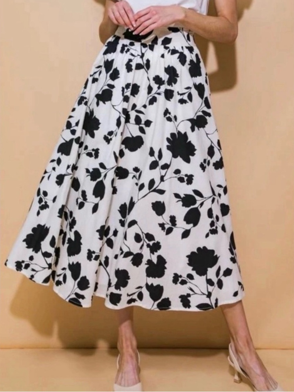 Floral Printed Poplin Skirt, NWT